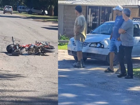 Una mujer resultó herida tras un choque entre una moto y un auto
