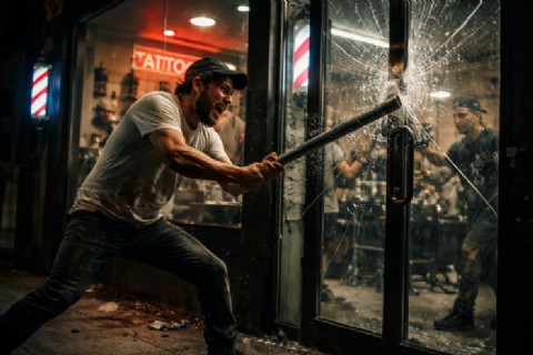 Se enojó con un tatuador, agarró un fierro y le rompió el vidrio del local: estaba drogado hasta las tuercas