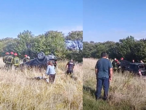 Colón: volcó un auto en la Ruta Nacional 8, cerca de El Arbolito