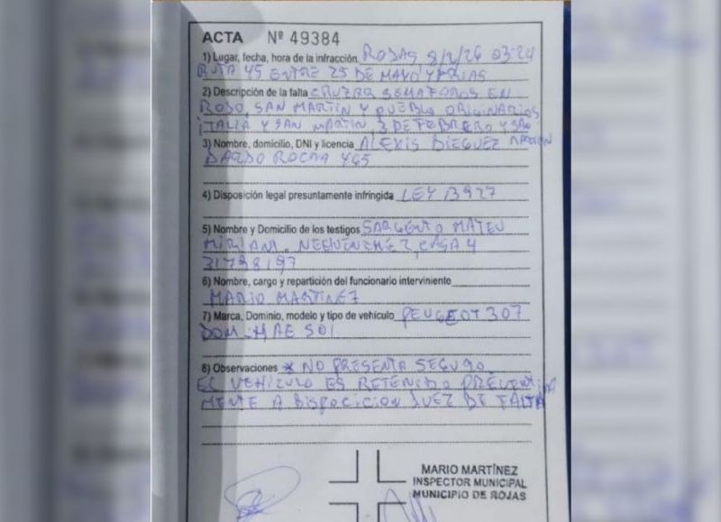 Secuestraron un auto durante un control vial en la Ruta Provincial 45