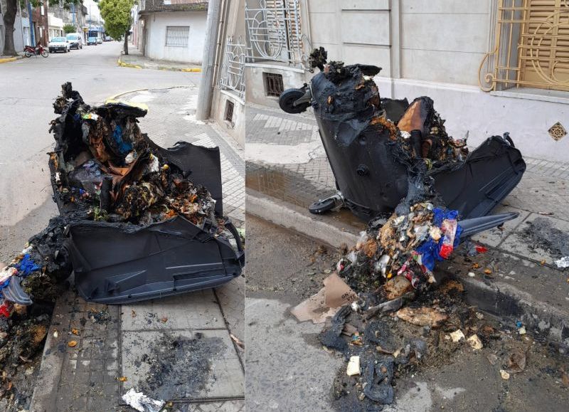 Indignación vecinal por un nuevo hecho de vandalismo: incendiaron un contenedor en pleno centro