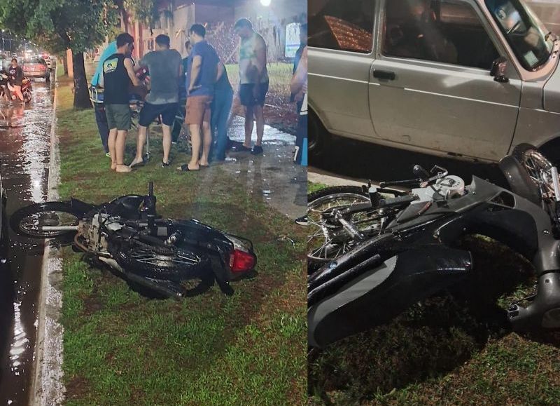 Dos mujeres resultaron heridas tras chocar en moto bajo la lluvia