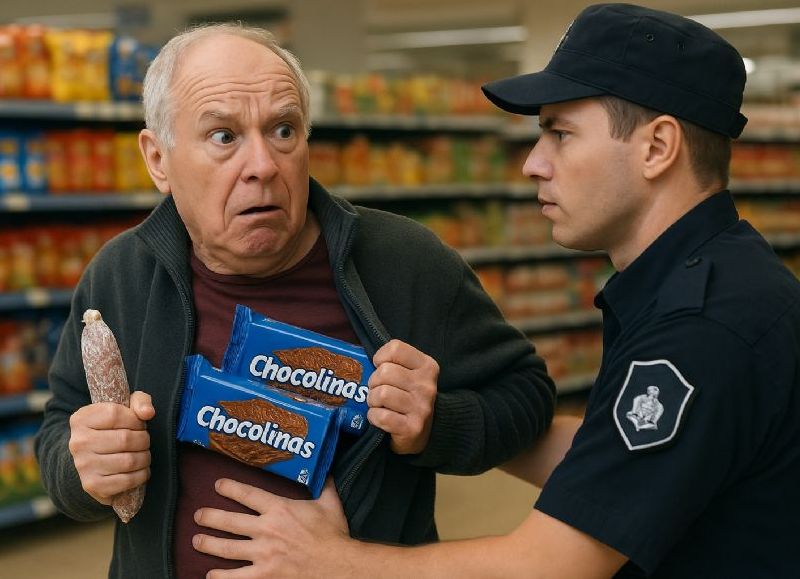 Detenido por goloso: cayó un jubilado por intentar llevarse Chocolinas y un salame escondidos en la ropa
