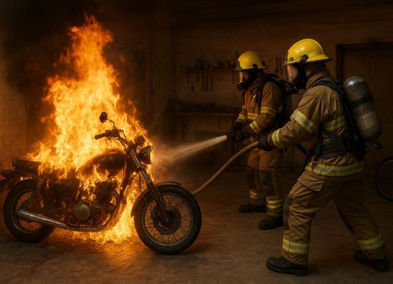 Una moto se incendió dentro de una vivienda en calle Colón