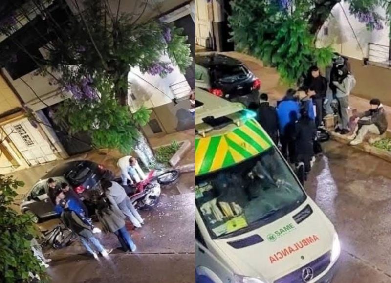 Dos motociclistas resultaron heridos tras impactar contra un auto estacionado