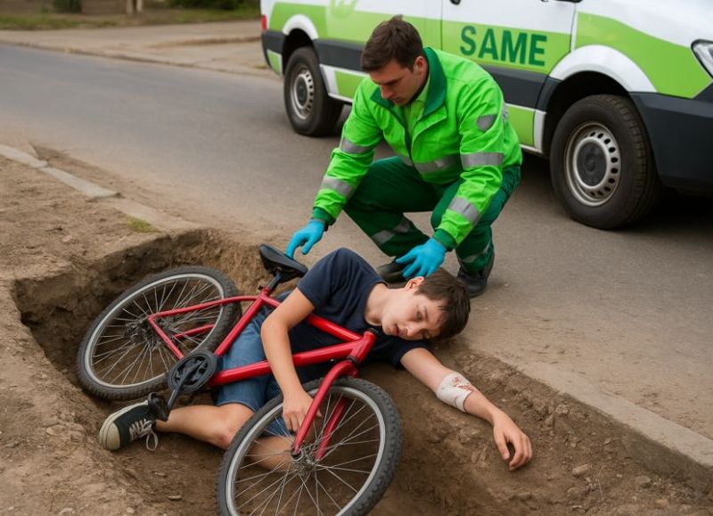 Un adolescente de 14 años cayó en una zanja y terminó con fracturas en ambos brazos