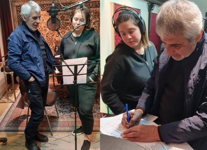 Yanet Mayoral con Peteco Carabajal, grabando su primer disco