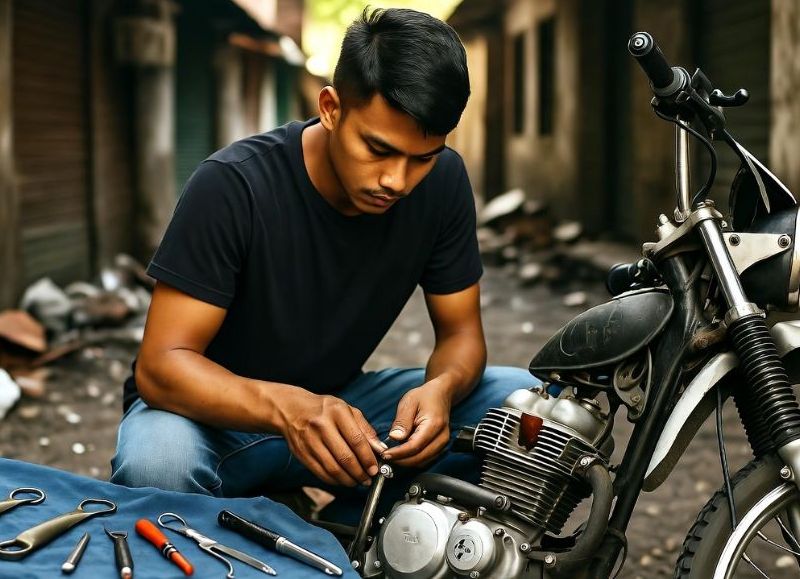 Detuvieron a un joven mientras desmantelaba una moto robada en plena calle