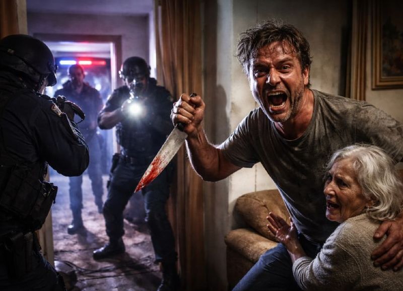 Amenazó a su madre con un cuchillo durante un brote psicótico y fue detenido