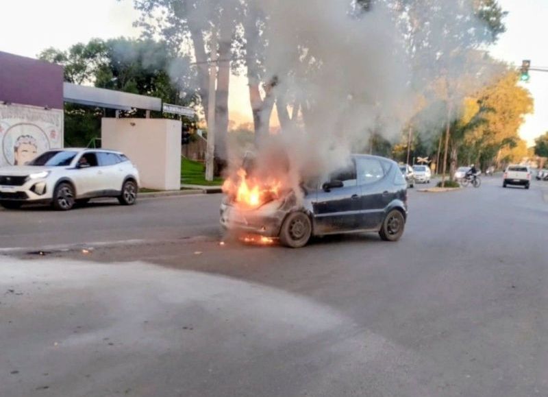 VIDEO | Un auto se prendió fuego frente a la Pista de la Salud y generó alarma en la zona